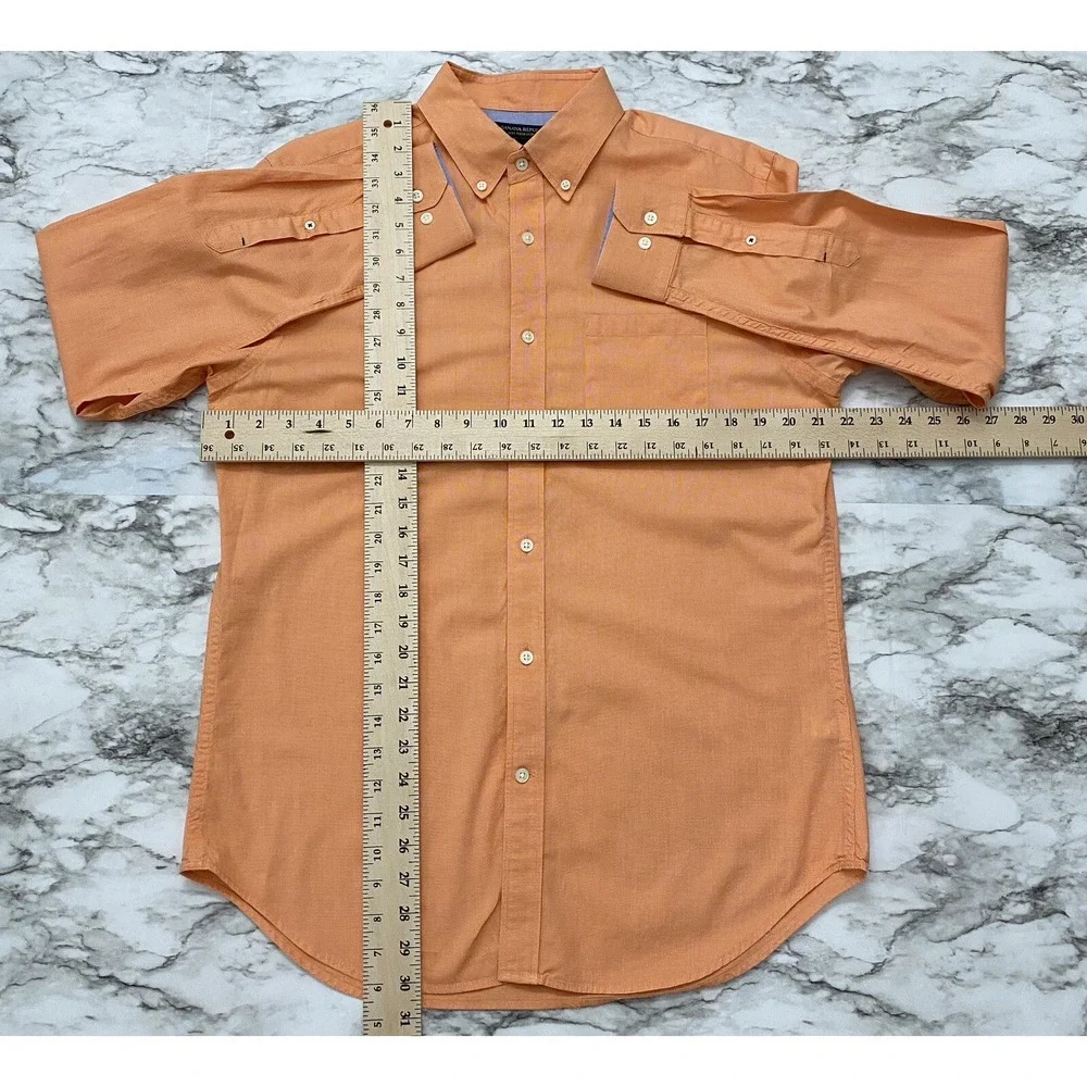 Banana Republic Soft Wash Slim Fit Mens Shirt Size M Orange Long Sleeve Pocket